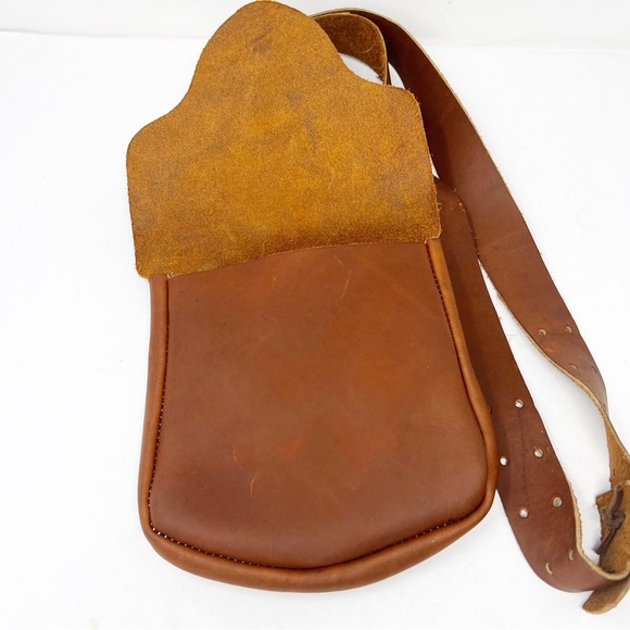 Crossbody Bag Cowhide Leather Brown Bohemian Western - Picture 4 of 15